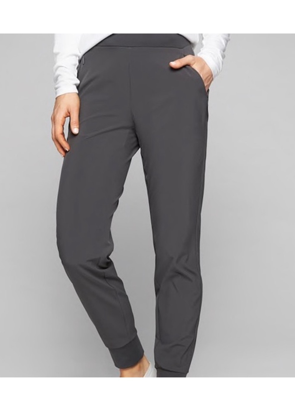 Athleta Soho Jogger Pants Size 8T Tall Women Zip Pockets Stretch 27 Charcoal